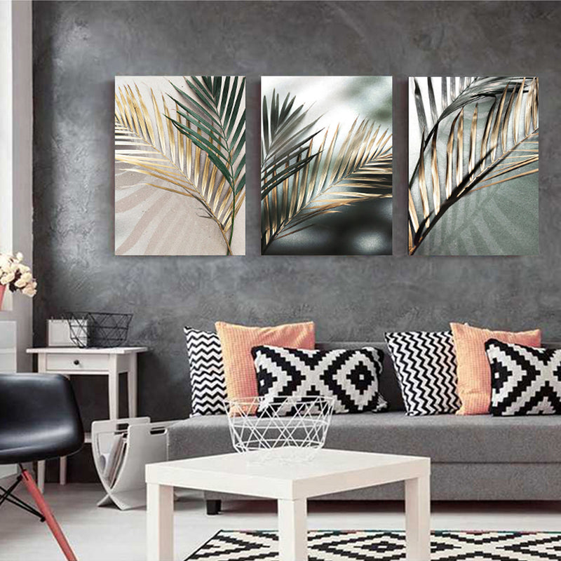 Golden Palm Leaf Canvas Painting