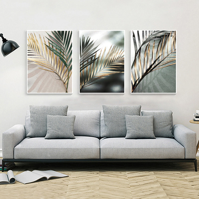 Golden Palm Leaf Canvas Painting