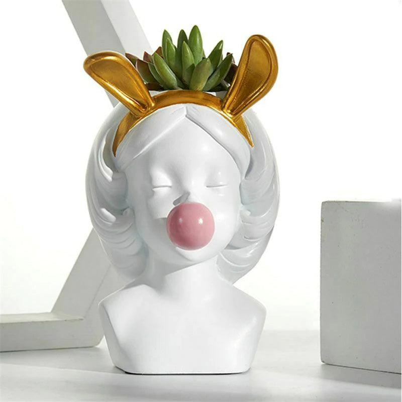 Cute Girl Bubble Gum Flower Vase