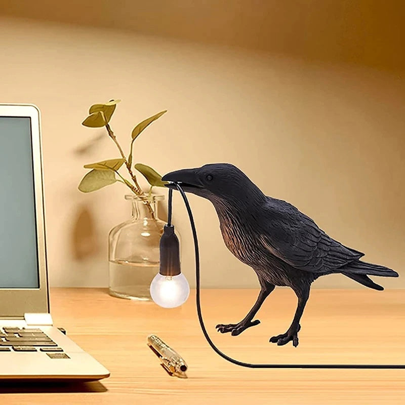 Resin Crow Bird Decorative Lamp